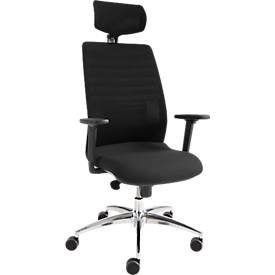 Schäfer Shop Select Bürostuhl SSI Proline Edition 10, mit Armlehnen, Punktsynchronmechanik, Bandscheibensitz, Kopfstütze, schwarz / alusilber