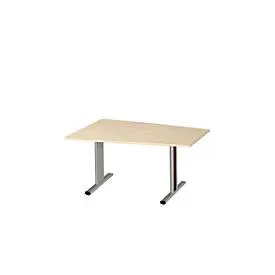 Schäfer Shop Select Besprechungstisch MODENA Basic, Tonne, T-Fuss, B 1400 x T 1000 x H 717 mm, Ahorn/weissaluminium RAL 9006