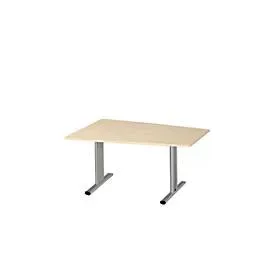Schäfer Shop Select Besprechungstisch MODENA Basic, Tonne, T-Fuss, B 1400 x T 1000 x H 717 mm, Ahorn/weissaluminium RAL 9006