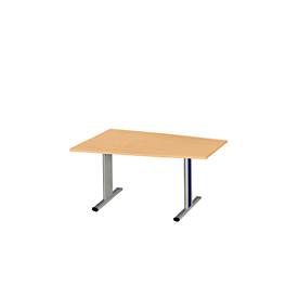 Schäfer Shop Select Besprechungstisch MODENA Basic, Tonne, T-Fuss, B 1400 x T 1000 x H 717 mm, Buche/weissaluminium RAL 9006