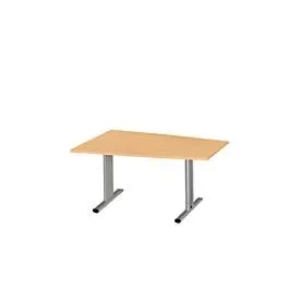 Schäfer Shop Select Besprechungstisch MODENA Basic, Tonne, T-Fuss, B 1400 x T 1000 x H 717 mm, Buche/weissaluminium RAL 9006