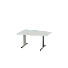 Schäfer Shop Select Besprechungstisch MODENA Basic, Tonne, T-Fuss, B 1400 x T 1000 x H 717 mm, lichtgrau/weissaluminium RAL 9006