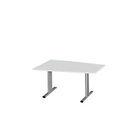 Schäfer Shop Select Besprechungstisch MODENA Basic, Tonne, T-Fuss, B 1400 x T 1000 x H 717 mm, lichtgrau/weissaluminium RAL 9006