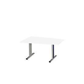Schäfer Shop Select Besprechungstisch MODENA Basic, Tonne, T-Fuss, B 1400 x T 1000 x H 717 mm, weiss/weissaluminium RAL 9006