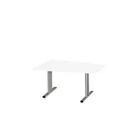 Schäfer Shop Select Besprechungstisch MODENA Basic, Tonne, T-Fuss, B 1400 x T 1000 x H 717 mm, weiss/weissaluminium RAL 9006