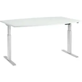 Schäfer Shop Select Besprechungstisch ERGO-T, elektrisch höhenverstellbar, Boot, T-Fuss, B 2000 x T 1000 x H 725-1185 mm, lichtgrau/weissaluminium