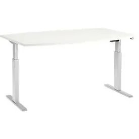 Schäfer Shop Select Besprechungstisch ERGO-T, elektrisch höhenverstellbar, Boot, T-Fuss, B 2000 x T 1000 x H 725-1185 mm, weiss/weissaluminium