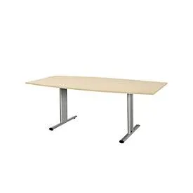 Schäfer Shop Select Besprechungstisch Planova Basic, Boot, T-Fuss, B 2000 x T 1000 x H 717 mm, Ahorn/weissaluminium RAL 9006