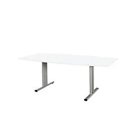 Schäfer Shop Select Besprechungstisch Planova Basic, Boot, T-Fuss, B 2000 x T 1000 x H 717 mm, weiss/weissaluminium RAL 9006