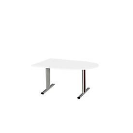 Schäfer Shop Select Besprechungstisch Planova Basic, Halbkreis, T-Fuss, B 1400 x T 1000 x H 717 mm, weiss/weissaluminium RAL 9006