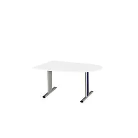 Schäfer Shop Select Besprechungstisch Planova Basic, Halbkreis, T-Fuss, B 1400 x T 1000 x H 717 mm, weiss/weissaluminium RAL 9006
