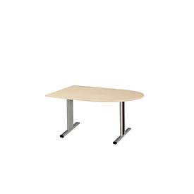 Schäfer Shop Select Besprechungstisch Planova Basic, Halbkreis, T-Fuss, B 1400 x T 1000 x H 717 mm, Ahorn/weissaluminium RAL 9006