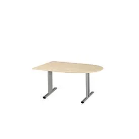 Schäfer Shop Select Besprechungstisch Planova Basic, Halbkreis, T-Fuss, B 1400 x T 1000 x H 717 mm, Ahorn/weissaluminium RAL 9006