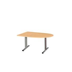 Schäfer Shop Select Besprechungstisch Planova Basic, Halbkreis, T-Fuss, B 1400 x T 1000 x H 717 mm, Buche/weissaluminium RAL 9006