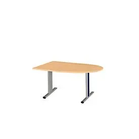 Schäfer Shop Select Besprechungstisch Planova Basic, Halbkreis, T-Fuss, B 1400 x T 1000 x H 717 mm, Buche/weissaluminium RAL 9006