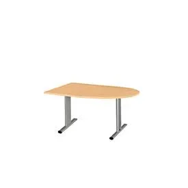 Schäfer Shop Select Besprechungstisch Planova Basic, Halbkreis, T-Fuss, B 1400 x T 1000 x H 717 mm, Buche/weissaluminium RAL 9006