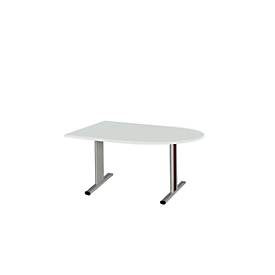 Schäfer Shop Select Besprechungstisch Planova Basic, Halbkreis, T-Fuss, B 1400 x T 1000 x H 717 mm, lichtgrau/weissaluminium RAL 9006