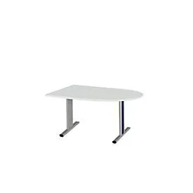 Schäfer Shop Select Besprechungstisch Planova Basic, Halbkreis, T-Fuss, B 1400 x T 1000 x H 717 mm, lichtgrau/weissaluminium RAL 9006