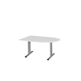 Schäfer Shop Select Besprechungstisch Planova Basic, Halbkreis, T-Fuss, B 1400 x T 1000 x H 717 mm, lichtgrau/weissaluminium RAL 9006