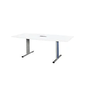 Schäfer Shop Select Besprechungstisch Planova Basic, mit Tischanschlussfeld, Boot, T-Fuss, B 2000 x T 1000 x H 717 mm, weiss/weissaluminium RAL 9006