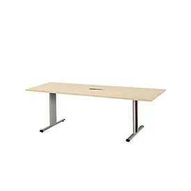 Schäfer Shop Select Besprechungstisch Planova Basic, mit Tischanschlussfeld, Rechteck, T-Fuss, B 2000 x T 800 x H 717 mm, Ahorn/weissaluminium RAL 9006
