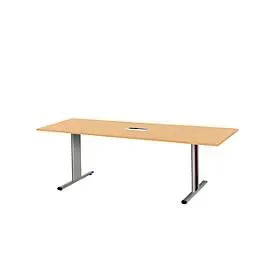 Schäfer Shop Select Besprechungstisch Planova Basic, mit Tischanschlussfeld, Rechteck, T-Fuss, B 2000 x T 800 x H 717 mm, Buche/weissaluminium RAL 9006