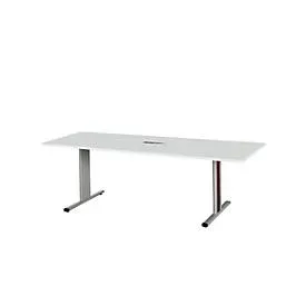 Schäfer Shop Select Besprechungstisch Planova Basic, mit Tischanschlussfeld, Rechteck, T-Fuss, B 2000 x T 800 x H 717 mm, lichtgrau/weissalu