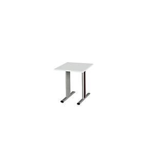 Schäfer Shop Select Besprechungstisch Planova Basic, Quadrat, T-Fuss, B 800 x T 800 x H 717 mm, lichtgrau/weissaluminium RAL 9006