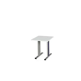 Schäfer Shop Select Besprechungstisch Planova Basic, Quadrat, T-Fuss, B 800 x T 800 x H 717 mm, lichtgrau/weissaluminium RAL 9006