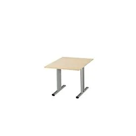 Schäfer Shop Select Besprechungstisch Planova Basic, Quadrat, T-Fuss, B 1000 x T 1000 x H 717 mm, Ahorn/weissaluminium RAL 9006