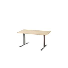 Schäfer Shop Select Besprechungstisch Planova Basic, Rechteck, T-Fuss, B 1400 x T 800 x H 717 mm, Ahorn/weissaluminium RAL 9006