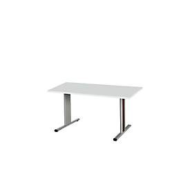 Schäfer Shop Select Besprechungstisch Planova Basic, Rechteck, T-Fuss, B 1400 x T 800 x H 717 mm, lichtgrau/weissaluminium RAL 9006