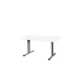 Schäfer Shop Select Besprechungstisch Planova Basic, Rechteck, T-Fuss, B 1400 x T 800 x H 717 mm, weiss/weissaluminium RAL 9006