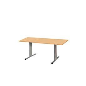 Schäfer Shop Select Besprechungstisch Planova Basic, Rechteck, T-Fuss, B 1600 x T 800 x H 717 mm, Buche/weissaluminium RAL 9006