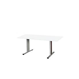Schäfer Shop Select Besprechungstisch Planova Basic, Rechteck, T-Fuss, B 1600 x T 800 x H 717 mm, weiss/weissaluminium RAL 9006