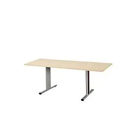 Schäfer Shop Select Besprechungstisch Planova Basic, Rechteck, T-Fuss, B 1800 x T 800 x H 717 mm, Ahorn/weissaluminium RAL 9006