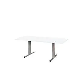 Schäfer Shop Select Besprechungstisch Planova Basic, Rechteck, T-Fuss, B 1800 x T 800 x H 717 mm, weiss/weissaluminium RAL 9006