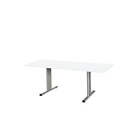 Schäfer Shop Select Besprechungstisch Planova Basic, Rechteck, T-Fuss, B 1800 x T 800 x H 717 mm, weiss/weissaluminium RAL 9006