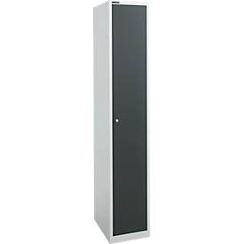 Schäfer Shop Select Garderobenschrank, 1 Abteil mit B 350 mm, 5 Fächer mit 4 Fachböden, abschliessbar, weissalu/anthrazit