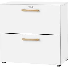 Schäfer Shop Select Hängeregistraturschrank Start Off Wood, 2 OH, Durchfassgriffe, B 800 x T 420 x H 788 mm, Holz, weiss