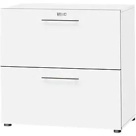 Schäfer Shop Select HR-Schrank Start Off, 2 OH, abschliessbar, B 800 x T 420 x H 744 mm, Holz, weiss/weiss