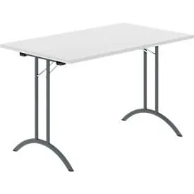 Schäfer Shop Select Klapptisch, Rechteck, Doppel-T-Fussgestell, Spezial-Klappbeschlag & Bodenausgleich, B 1200 x T 700 x H 720 mm, lichtgrau/anthrazit