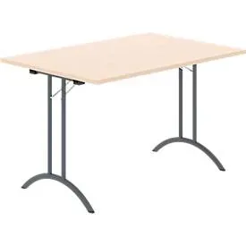 Schäfer Shop Select Klapptisch, Rechteck, Doppel-T-Fussgestell, Spezial-Klappbeschlag & Bodenausgleich, B 1200 x T 800 x H 720 mm, Ahorn-Dekor/anthrazit
