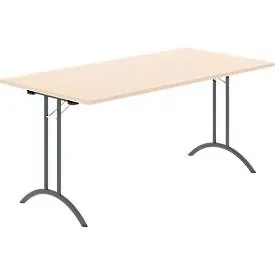 Schäfer Shop Select Klapptisch, Rechteck, Doppel-T-Fussgestell, Spezial-Klappbeschlag & Bodenausgleich, B 1600 x T 800 x H 720 mm, Ahorn-Dekor/anthrazit