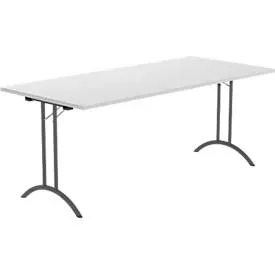 Schäfer Shop Select Klapptisch, Rechteck, Doppel-T-Fussgestell, Spezial-Klappbeschlag & Bodenausgleich, B 1800 x T 800 x H 720 mm, lichtgrau/anthrazit