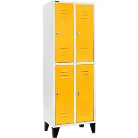 Schäfer Shop Select Kleiderspind, mit 2 x 2 Abteilen, 300 mm, mit Füssen, Drehriegelverschluss, Tür gelb