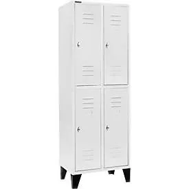 Schäfer Shop Select Kleiderspind, mit 2 x 2 Abteilen, 300 mm, mit Füssen, Drehriegelverschluss, Tür lichtgrau