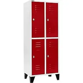 Schäfer Shop Select Kleiderspind mit 2 x 2 Abteilen, 400 mm, mit Füssen, Drehriegelverschluss, Tür rubinrot