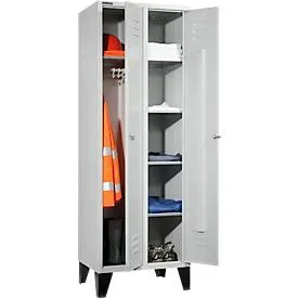 Schäfer Shop Select Kleiderspind, mit 2 Abteilen, mit Füssen, Zylinderschloss, lichtgrau/lichtgrau