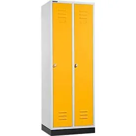 Schäfer Shop Select Kleiderspind, mit 2 Abteilen, mit Sockel, Drehriegelverschluss, lichtgrau/gelb